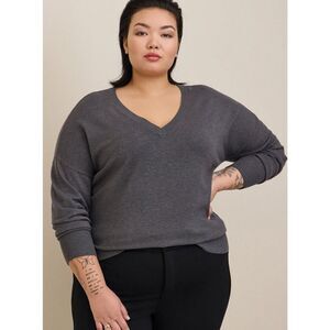 TORRID Gray Everyday Soft Pullover Tunic V-Neck Cozy Sweater Size 5X